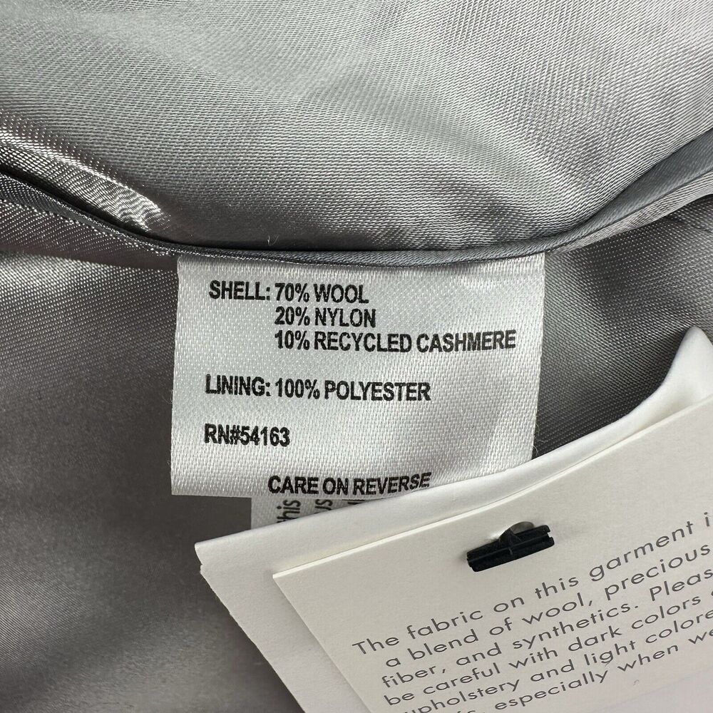 Calvin Klein Womens Coat 3X Gray Wool‎ Cashmere Blend Tailored Button Front $340 - Picture 9 of 12